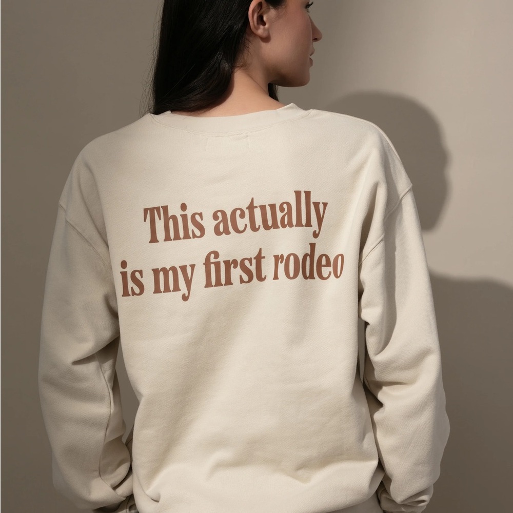 Uncommon James Cream Sweatshirt with Brown Text